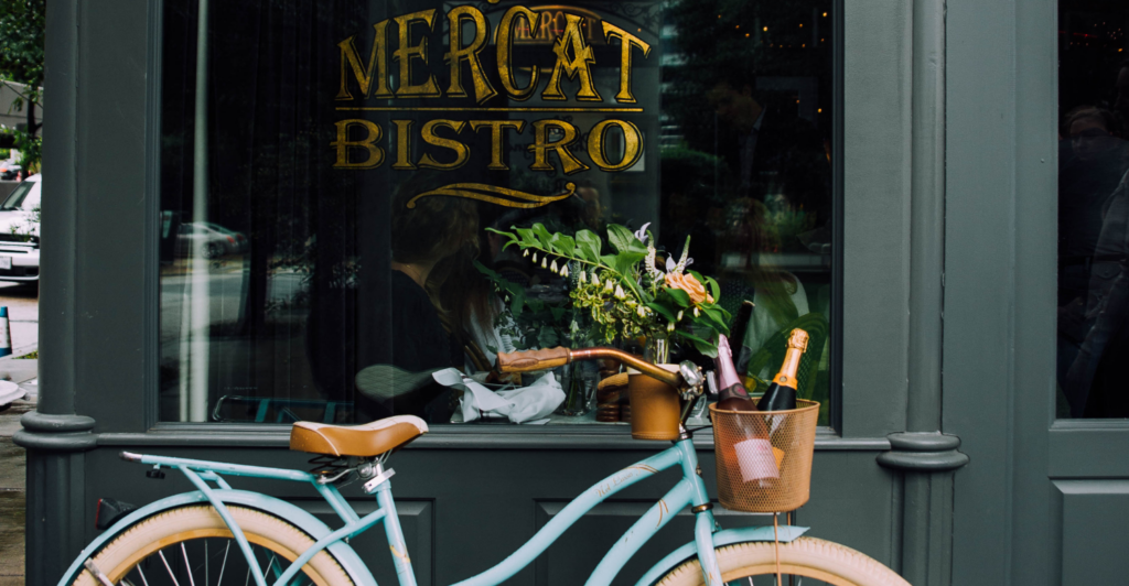 Mercat Bistro entrance with bike in front